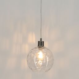 First Choice Lighting Barnum - Clear Dimple Glass Globe with Satin Nickel Pendant Fitting - thumbnail 6