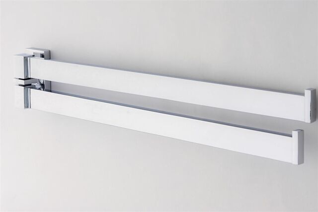 Luxury Living Palermo Bathroom Double Swing Towel Rail in Silver - image 1