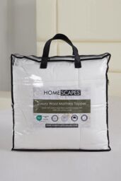 Homescapes Premium Wool Mattress Topper Deep Fitting Comfort in White - Size: King - thumbnail 2
