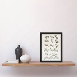 Artery8 Joseph Gibbons Richardson Framed Wall Art Positions of Hand Gestures in White - Size: A4 - thumbnail 2