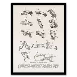 Artery8 Joseph Gibbons Richardson Framed Wall Art Positions of Hand Gestures in White - Size: A4 - thumbnail 1