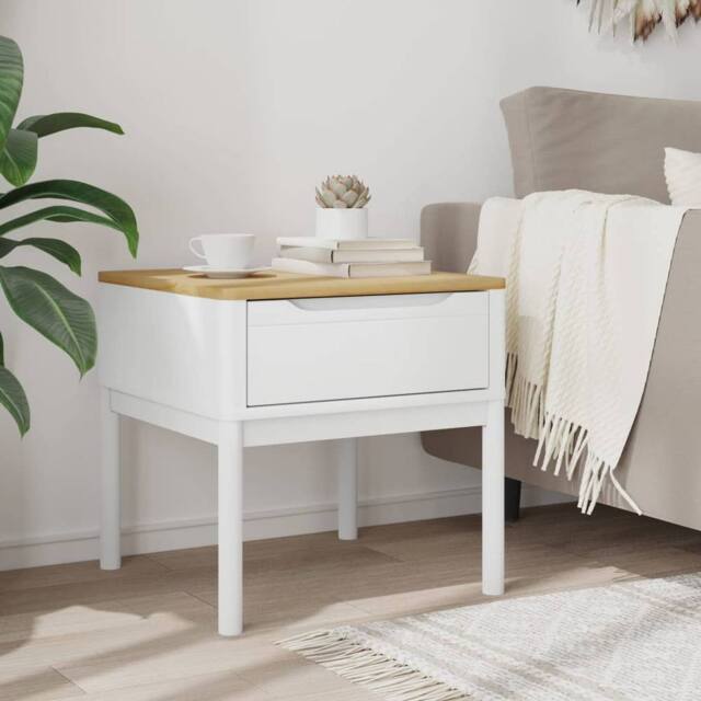 Berkfield Home Lamp Table FLORO White 55x55x54 cm Solid Wood Pine - Size: 55 x 55 x 54 cm - image 1