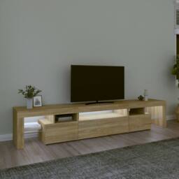 Berkfield Home TV Cabinet with LED Lights Sonoma Oak 215x36.5x40 cm - thumbnail 1