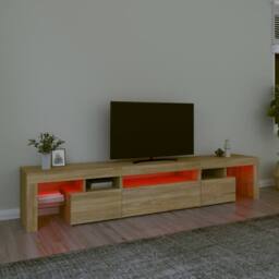 Berkfield Home TV Cabinet with LED Lights Sonoma Oak 215x36.5x40 cm - thumbnail 5