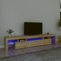 Berkfield Home TV Cabinet with LED Lights Sonoma Oak 215x36.5x40 cm - thumbnail 2
