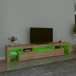 Berkfield Home TV Cabinet with LED Lights Sonoma Oak 215x36.5x40 cm - thumbnail 4