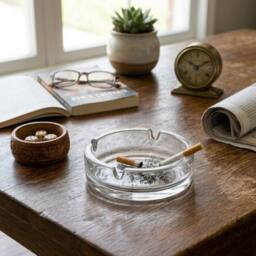 Bedsland SZ 2pk Glass Ashtrays Heavy Duty Clear Cigarette Ashtray Set - thumbnail 4