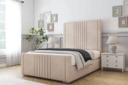 "Comfort Beds Royal Naples Bed Frame - 50"" Upholstered Headboard in Light Sand - Size: King" - thumbnail 1