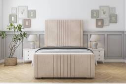 "Comfort Beds Royal Naples Bed Frame - 50"" Upholstered Headboard in Light Sand - Size: King" - thumbnail 2