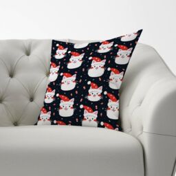 Warren Reed - Designer Cute Cats Wearing Santa Claus Hats Cushions in Red - Size: 60 cm x 60 cm - thumbnail 2