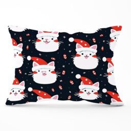 Warren Reed - Designer Cute Cats Wearing Santa Claus Hats Cushions in Red - Size: 60 cm x 60 cm - thumbnail 1