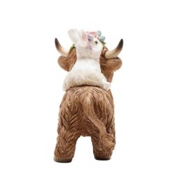 Country Living Spring Bunny Riding Highland Cow in Brown - thumbnail 4