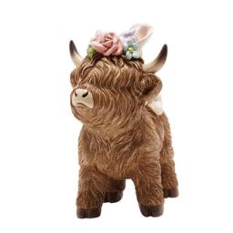 Country Living Spring Bunny Riding Highland Cow in Brown - thumbnail 3