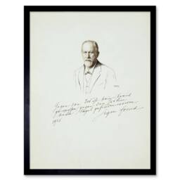 "Artery8 Sigmund Freud Signed Psychoanalysis Reproduction 12x16"" Framed Art in Grey - Size: W12"" x H16""" - thumbnail 1