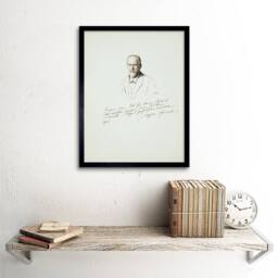 "Artery8 Sigmund Freud Signed Psychoanalysis Reproduction 12x16"" Framed Art in Grey - Size: W12"" x H16""" - thumbnail 2