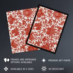 "Artery8 Owen Jones Ornamental Flower Pattern in Red Wall Art Print - Size: W12"" x H16""" - thumbnail 2