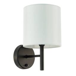 Happy Homewares Contemporary Bedside Wall Lamp with Toggle Switch & White Fabric Shade in Black - thumbnail 2