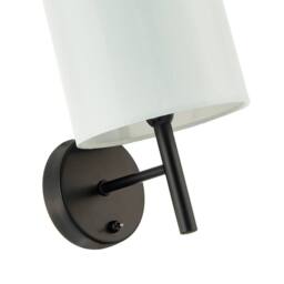 Happy Homewares Contemporary Bedside Wall Lamp with Toggle Switch & White Fabric Shade in Black - thumbnail 3