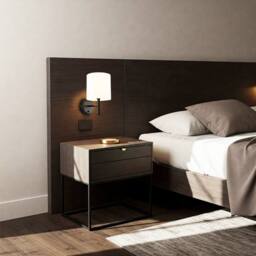 Happy Homewares Contemporary Bedside Wall Lamp with Toggle Switch & White Fabric Shade in Black - thumbnail 7