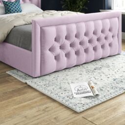 KDMD Napster Upholstered Soft Velvet Designer Bed Frame in Pink - Size: Double - thumbnail 4
