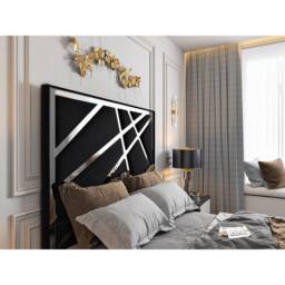 KDMD Morgan Upholstered Soft Velvet Black TV Bed Frame - Size: King - thumbnail 3