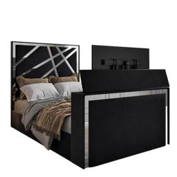 KDMD Morgan Upholstered Soft Velvet Black TV Bed Frame - Size: King - thumbnail 4