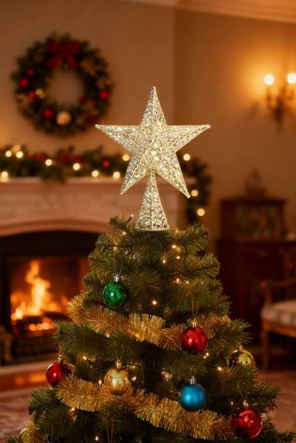 Forged Iron Christmas Tree Top Star Decoration in Gold - image 1