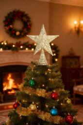 Forged Iron Christmas Tree Top Star Decoration in Gold