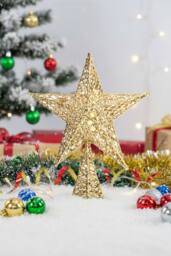 Forged Iron Christmas Tree Top Star Decoration in Gold - thumbnail 2