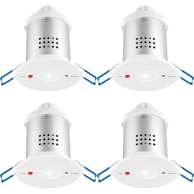 Loops 4 PACK Recessed Emergency Ceiling Downlight - Daylight White - Self Contained - image 1