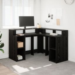 Berkfield Home Desk Black Oak 130x130x91 cm Engineered Wood - Size: 130 x 130 x 91 cm - thumbnail 1