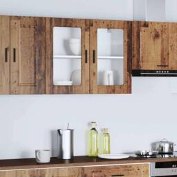 Berkfield Home Kitchen Wall Cabinet with Glass Door Porto Old Wood in Brown - thumbnail 2