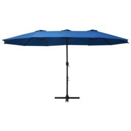 Berkfield Home Outdoor Parasol with Aluminium Pole 460x270 cm Blue - thumbnail 2