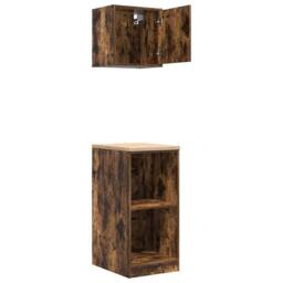 Berkfield Home Garage Cabinets 2 pcs Smoked Oak Engineered Wood in Brown - thumbnail 5