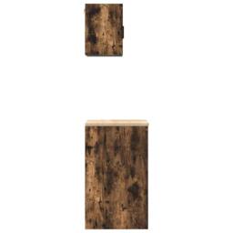 Berkfield Home Garage Cabinets 2 pcs Smoked Oak Engineered Wood in Brown - thumbnail 9
