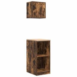 Berkfield Home Garage Cabinets 2 pcs Smoked Oak Engineered Wood in Brown - thumbnail 2