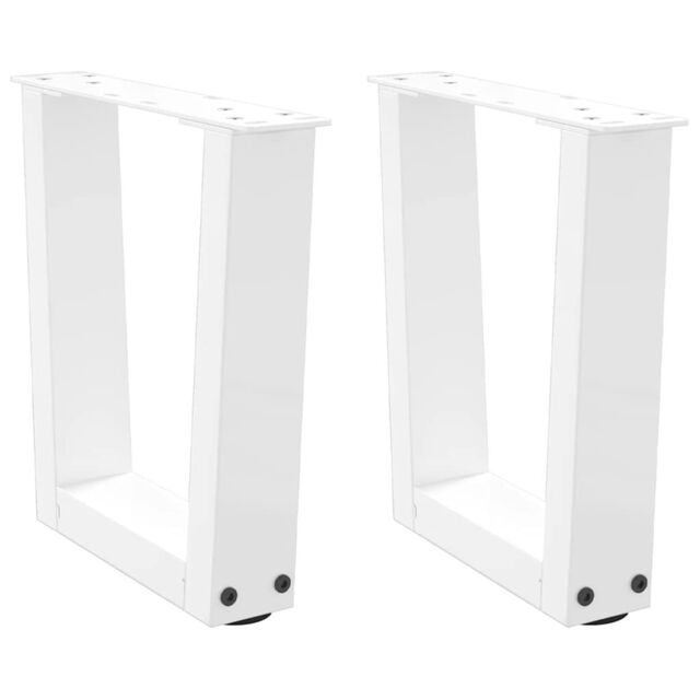 Berkfield Home Dining Table Legs V-Shape 2 pcs White 30x(30-31.3) cm Steel - image 1
