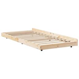 Berkfield Home Natural Bed Frame Natural Solid Pine wood 80 x 200 cm Durable in Light Tan - thumbnail 8