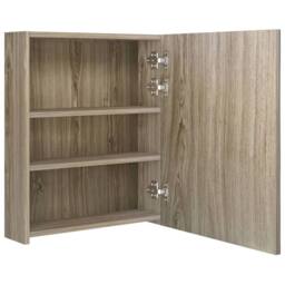 Berkfield Home LED Bathroom Mirror Cabinet Oak 50x14x60 cm in Brown - Size: 50 x 14 x 60 cm - thumbnail 5