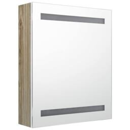 Berkfield Home LED Bathroom Mirror Cabinet Oak 50x14x60 cm in Brown - Size: 50 x 14 x 60 cm - thumbnail 3