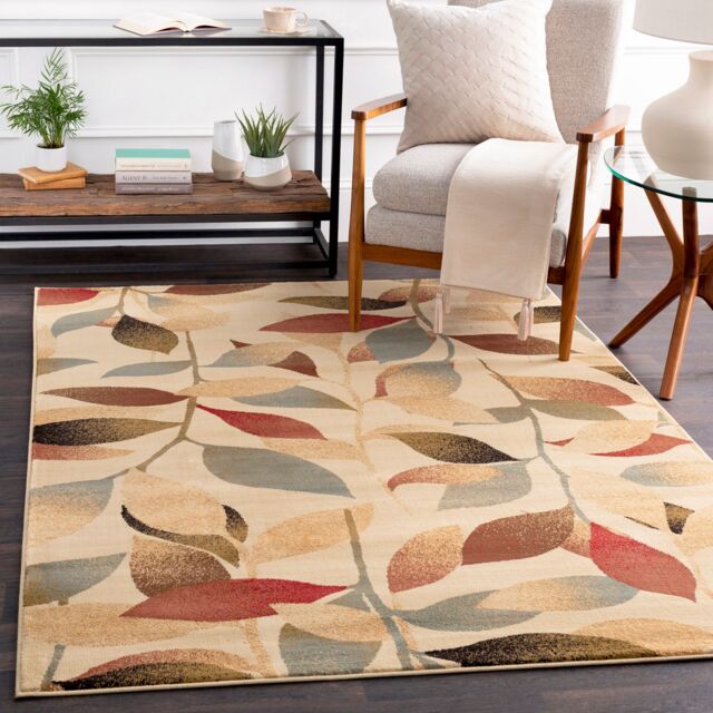 Livabliss Riley Modern Beige Green Brown Graphic Living Dining Bedroom Rug in Dark Red - Size: 160 cm x 230 cm - image 1