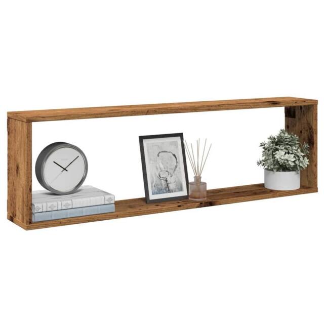 Berkfield Home Wall Cube Shelves 4 pcs Old Wood 100x15x30 cm Engineered Wood in Brown - Size: 100 x 15 x 30 cm - image 1