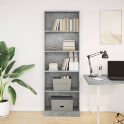 Berkfield Home Bookcase Concrete Grey 60x24x176 cm Engineered Wood - Size: 60 x 24 x 176 cm - thumbnail 3