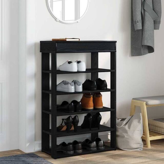 Berkfield Home Shoe Rack Black 60x30x98 cm Engineered Wood - Size: 60 x 30 x 98 cm - image 1