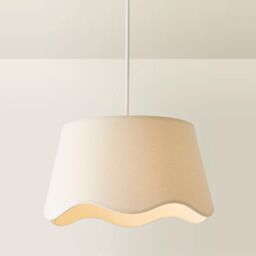 ValueLights Mabel Linen Large 30cm Scallop Edge with Trim Lamp Shade with Bulb in Natural - thumbnail 3