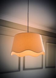 ValueLights Mabel Linen Large 30cm Scallop Edge with Trim Lamp Shade with Bulb in Natural - thumbnail 2