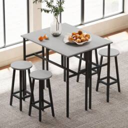 STILVORA Bar Table Set with steel frame in grey - thumbnail 2