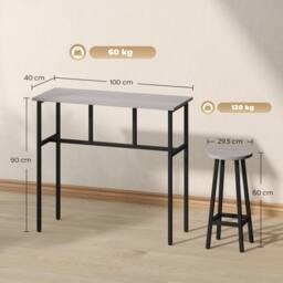 STILVORA Bar Table Set with steel frame in grey - thumbnail 4
