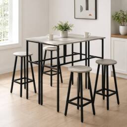 STILVORA Bar Table Set with steel frame in grey