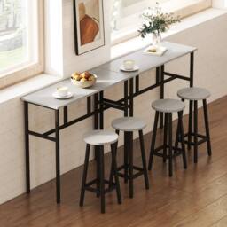 STILVORA Bar Table Set with steel frame in grey - thumbnail 3